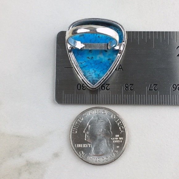 New Blue Dendritic Dendrite Opal Stone Silver Overlay Ring 8 - Picture 5 of 8